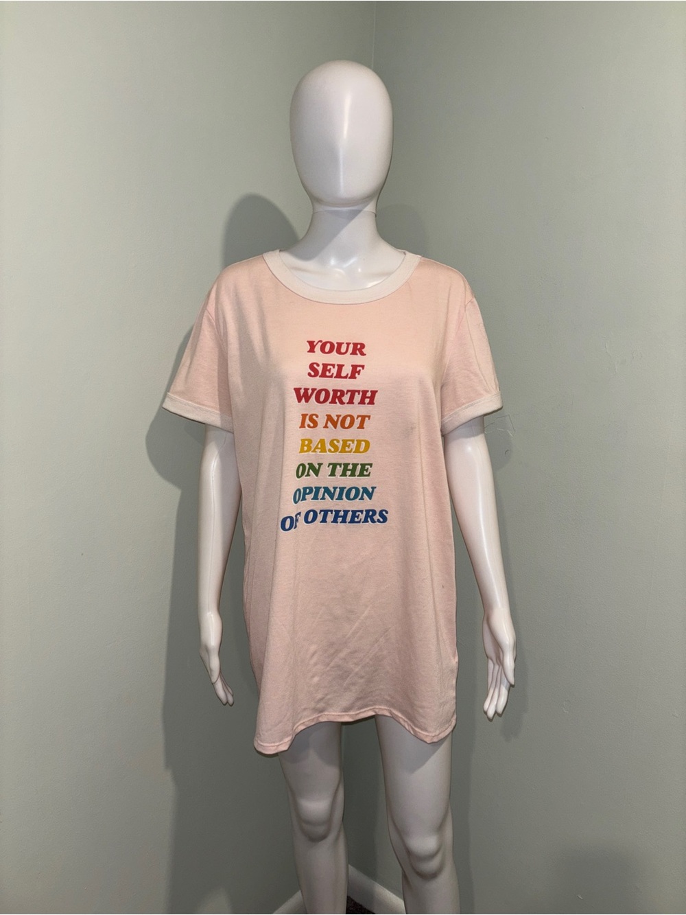 LulaRoe Light Pink Self Worth Short Sleeve T-Shirt - L